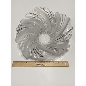 Mikasa Belle Epoque Clear Frost Crystal Glass Wave Swirl Bowl Centerpiece -12.5"